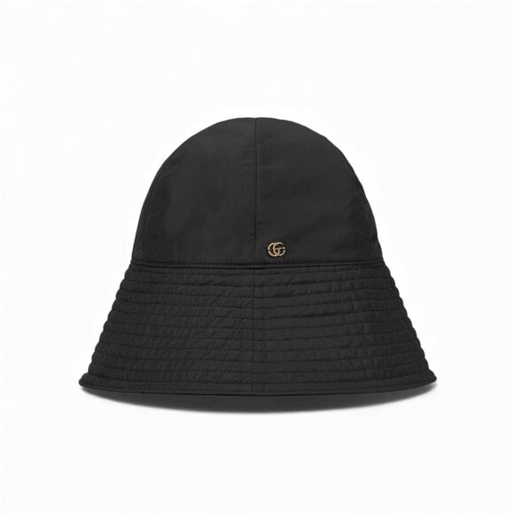 NWT Gucci Brella Cloche Size M 57cm Nylon Bucket Hat Black Gold GG Marmont $599 main image 6